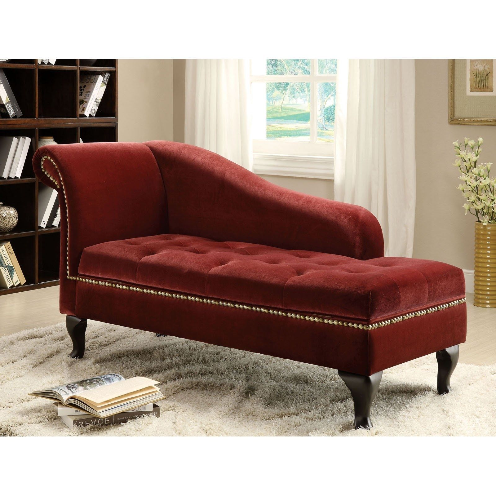 Furniture Of America Visage Fabric Storage Chaise – Colonial Red Throughout Most Recently Released Fabric Chaise Lounge Chairs (View 10 of 15)