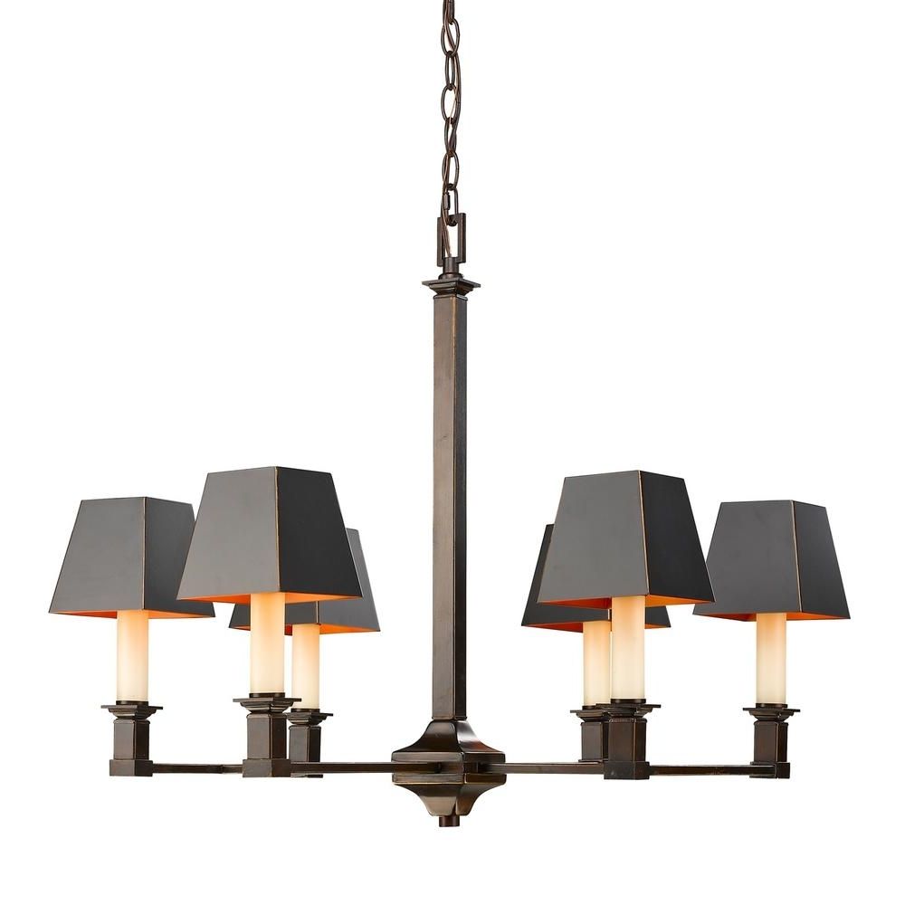 Golden Lighting Bradley 6 Light Cordoban Bronze Chandelier With Within 2018 Chandeliers With Black Shades (View 10 of 15)