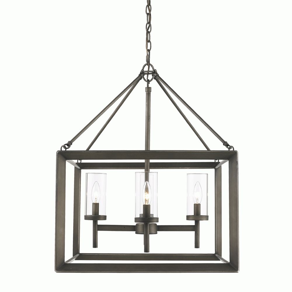 Golden Lighting's Smyth 4 Light Chandelier (gunmetal Bronze & Clear For Most Up To Date Cage Chandeliers (Photo 15 of 15)