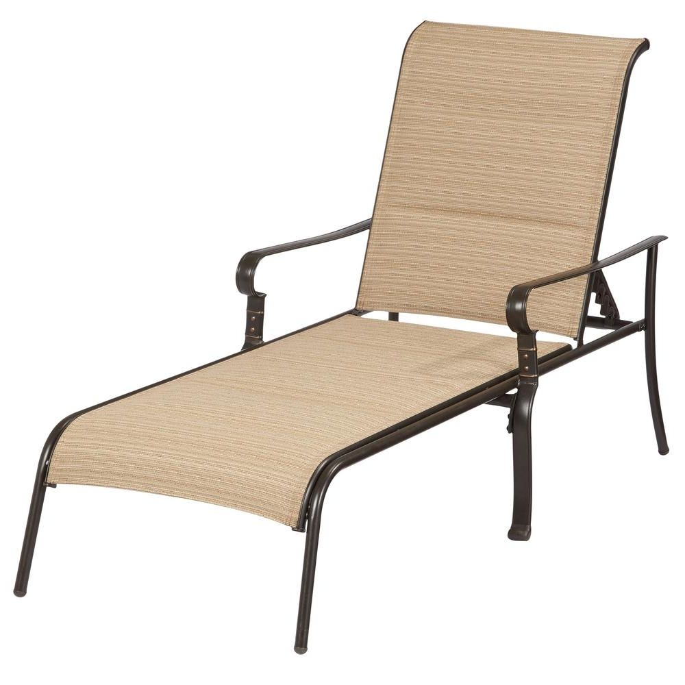 Hampton Bay Belleville Padded Sling Outdoor Chaise Lounge Regarding 2017 Aluminum Chaise Lounges (View 4 of 15)