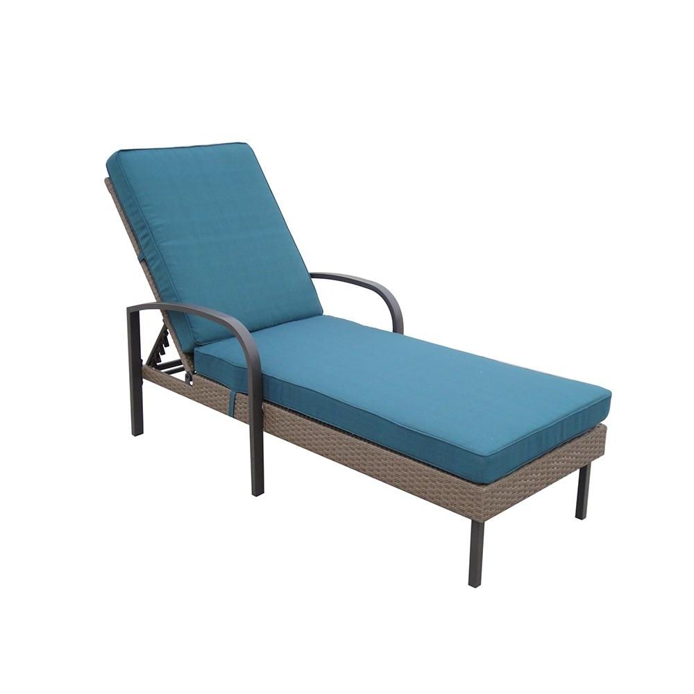Hampton Bay Corranade Wicker Chaise Lounge With Charleston Throughout Newest Blue Outdoor Chaise Lounge Chairs (View 7 of 15)
