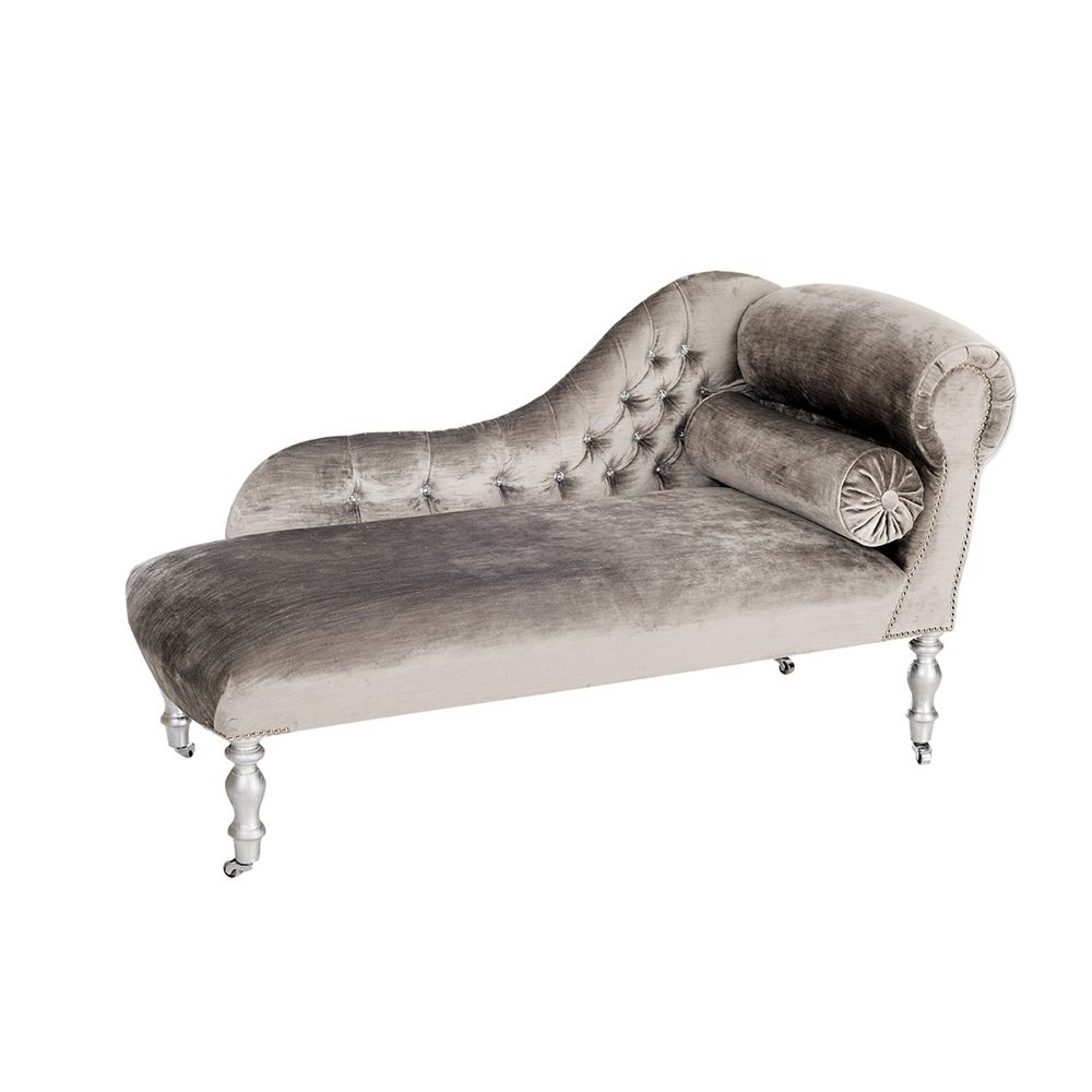 Heavenly Silver Velvet Chaise Longue With Swarovski Crystals Intended For Most Recently Released Mini Chaise Lounges (View 5 of 15)