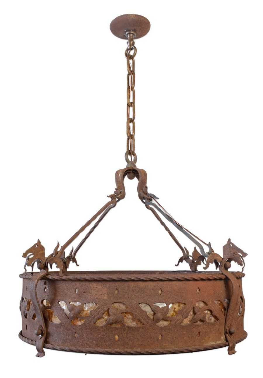 Iron Chandelier With Dragon And Medieval Motifs At 1stdibs With Regard To Preferred Cast Iron Chandelier (Photo 13 of 15)