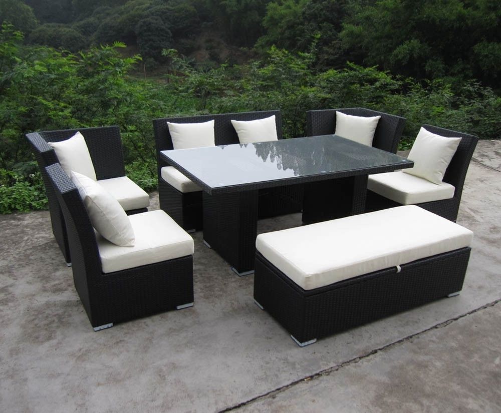 Jamaica Sectional Sofas Within Popular Jamaican Sofa And Dining Set In Black Wicker, Ivory Fabric (Photo 1 of 15)