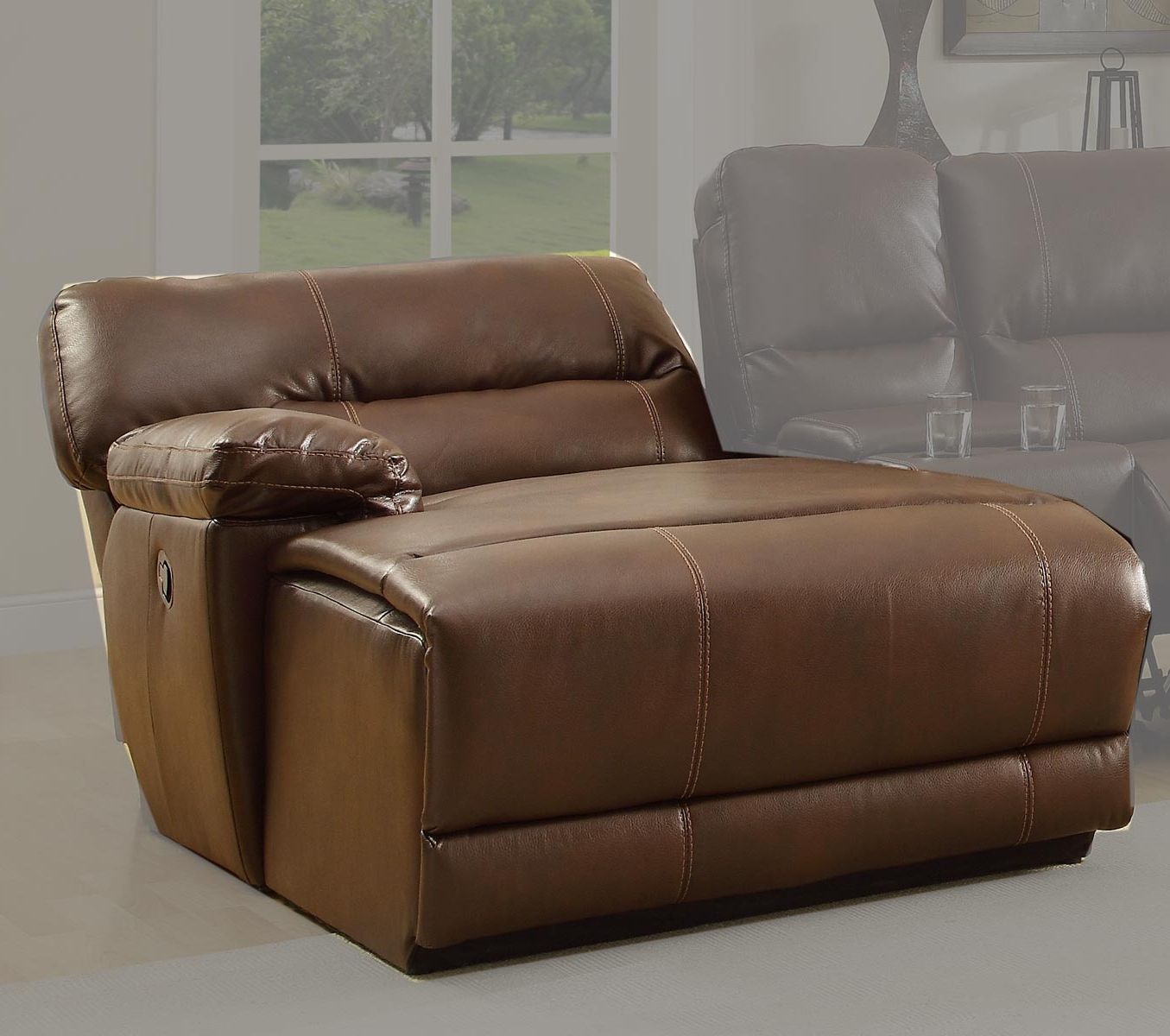 Latest Reclining Chaises In Homelegance Blythe Rsf Back Recliner Chaise – Brown – Bonded (View 1 of 15)