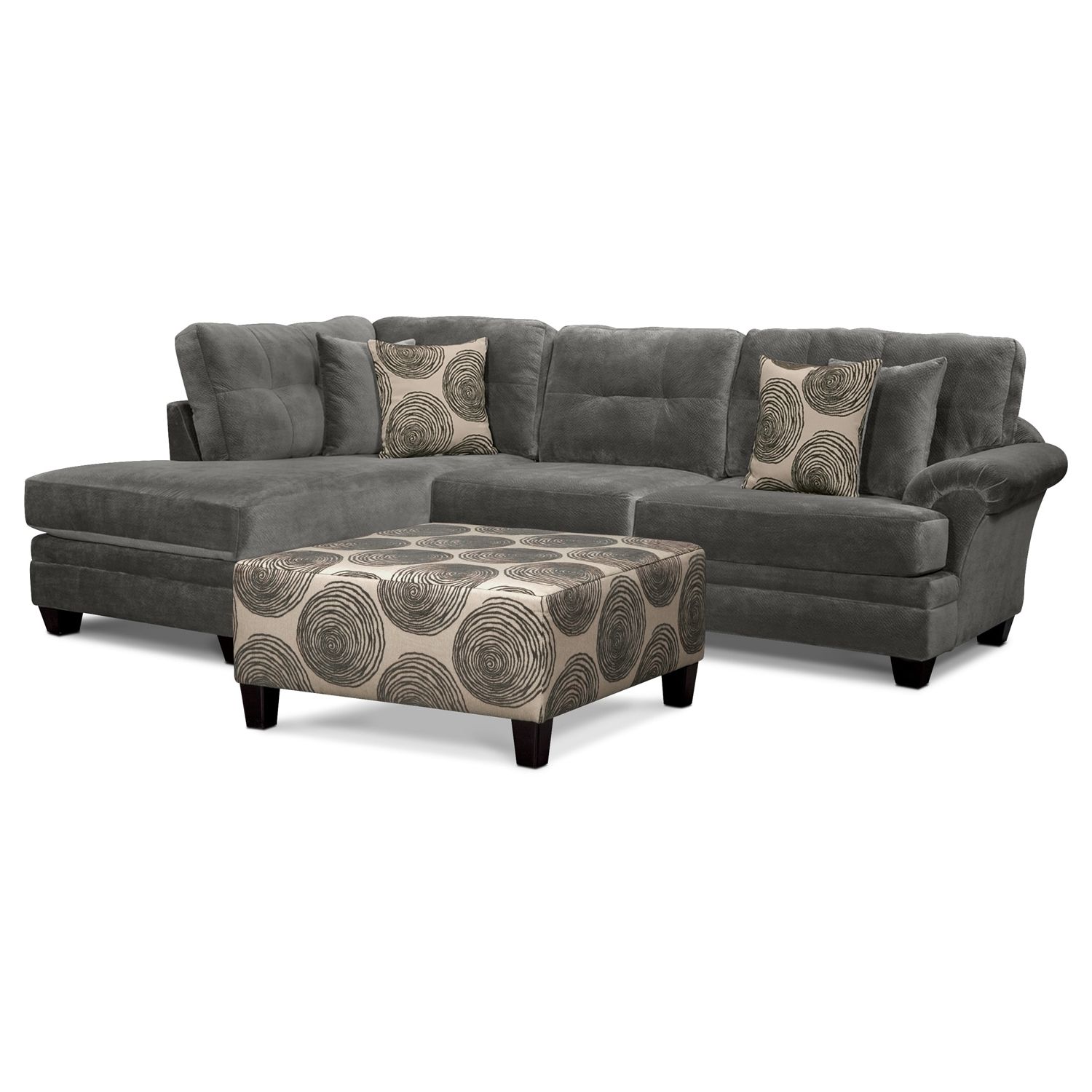 Latest Value City Furniture Chaises Pertaining To Cordelle 2 Piece Right Facing Chaise Sectional – Gray (Photo 13 of 15)