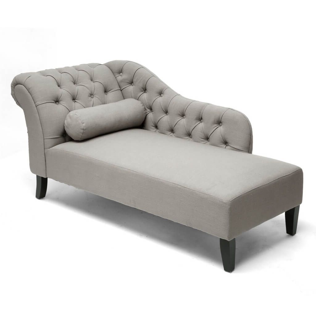 Leather Chaise Lounge Sofa Beds In Widely Used Furniture: Cool Gray Tufted Chaise With Arm – Tufted Chaise Ideas (View 13 of 15)