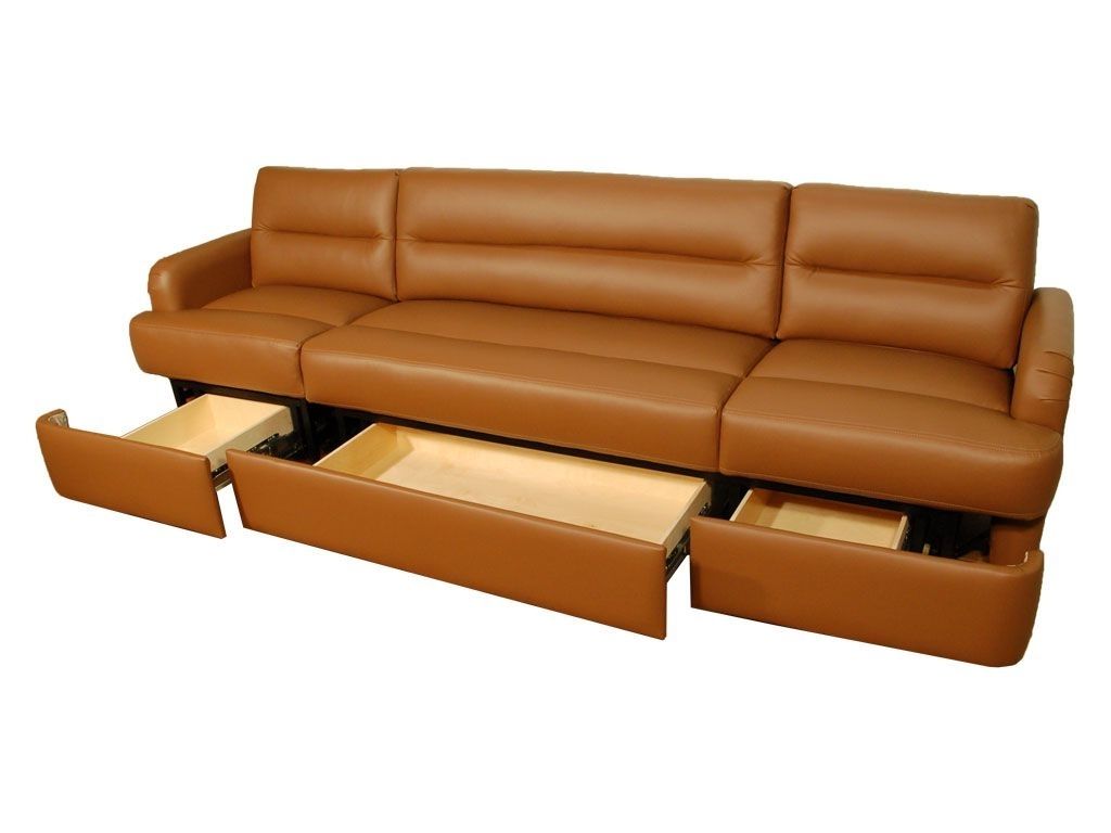 Leather Sofas With Storage With Regard To Favorite Awesome Light Brown Leather Sofas With Storage In Large Rectangle Shape (Photo 1 of 15)