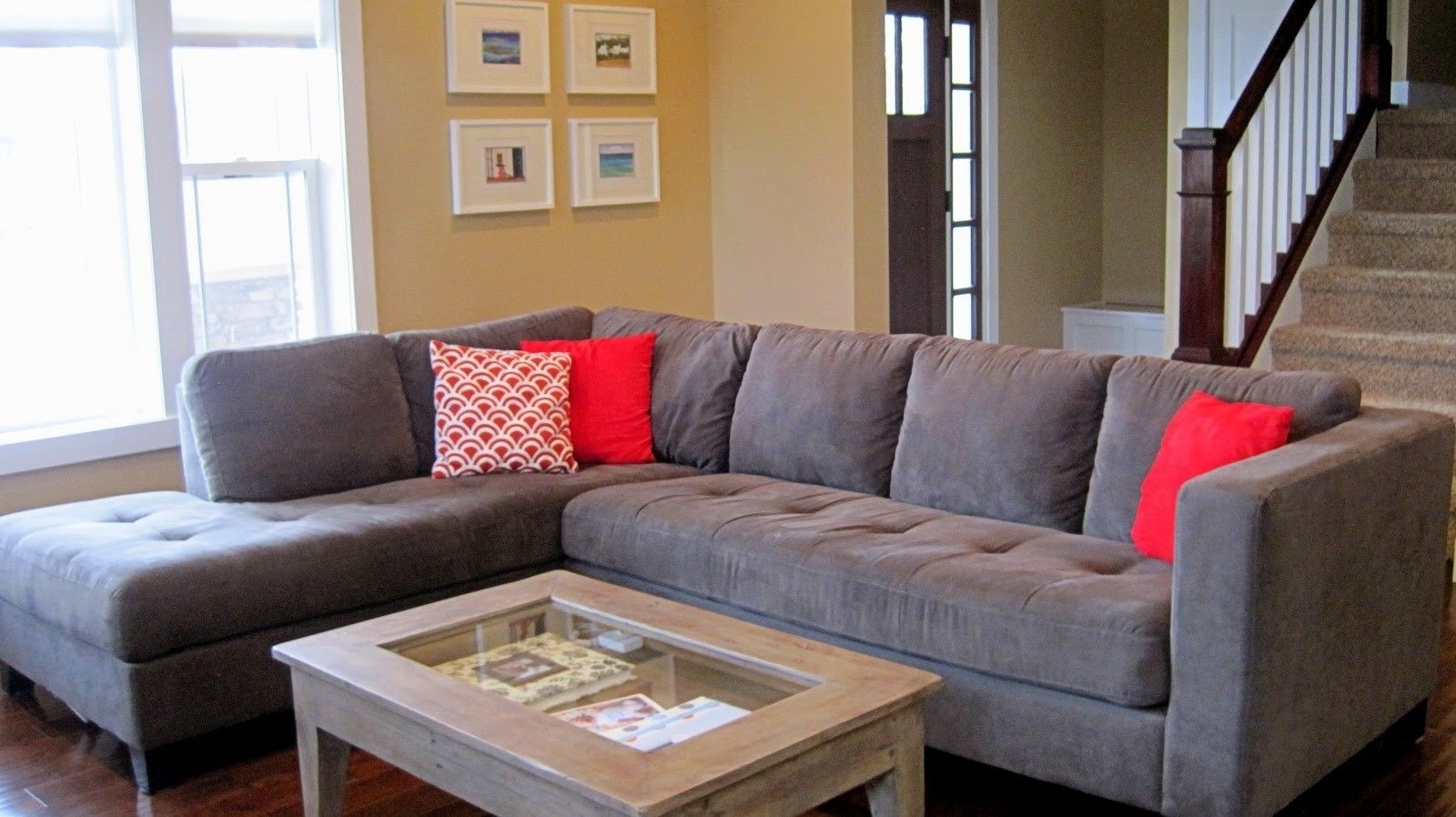 Living Room : Living Room Furniture L Shaped Gray Velvet Tufted Within Most Popular Red Sleeper Sofas (Photo 13 of 15)