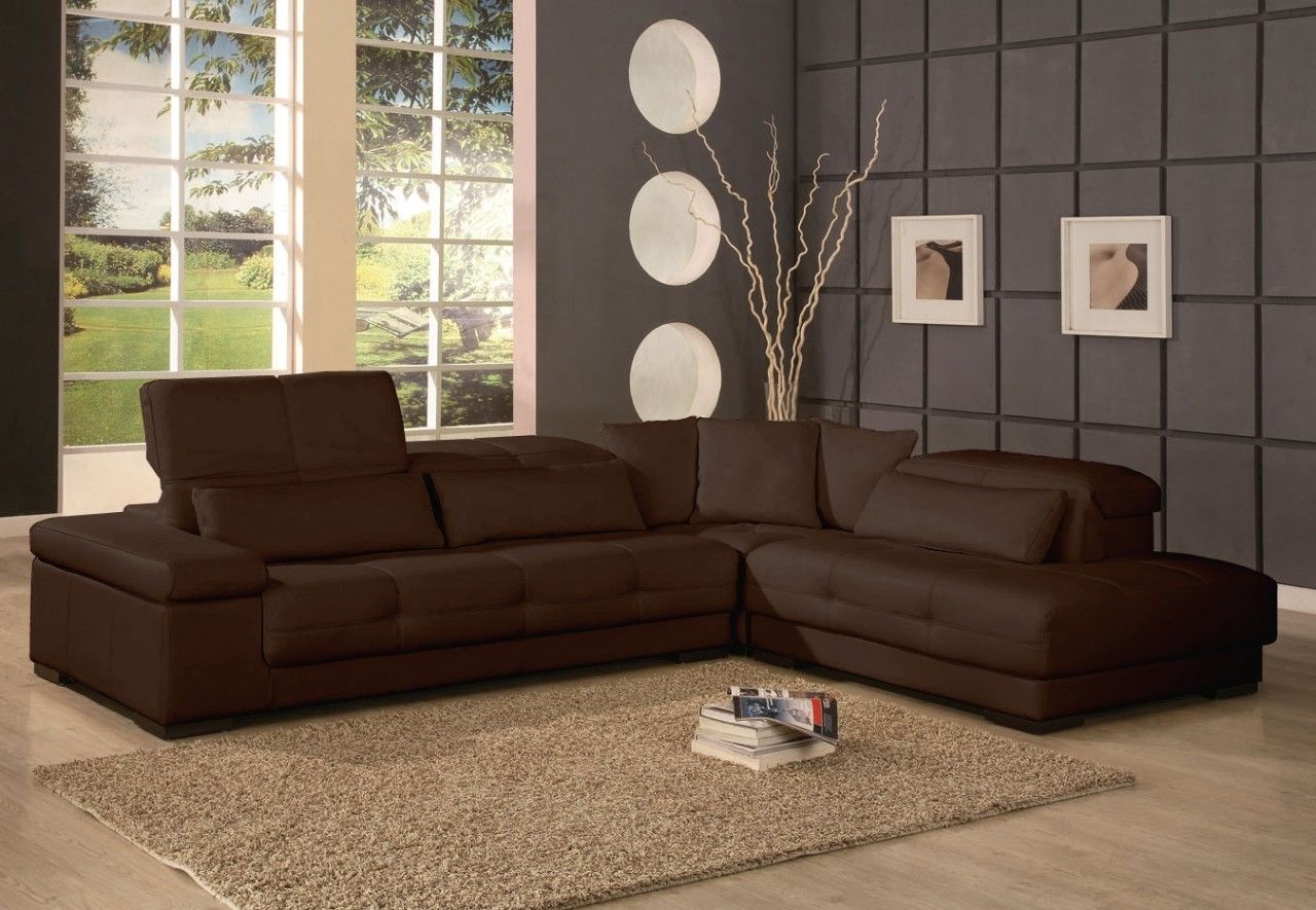 Living Room. Modern Leather Sectional Couches: Chocolate Brown In Newest Chocolate Brown Sectional Sofas (Photo 7 of 15)