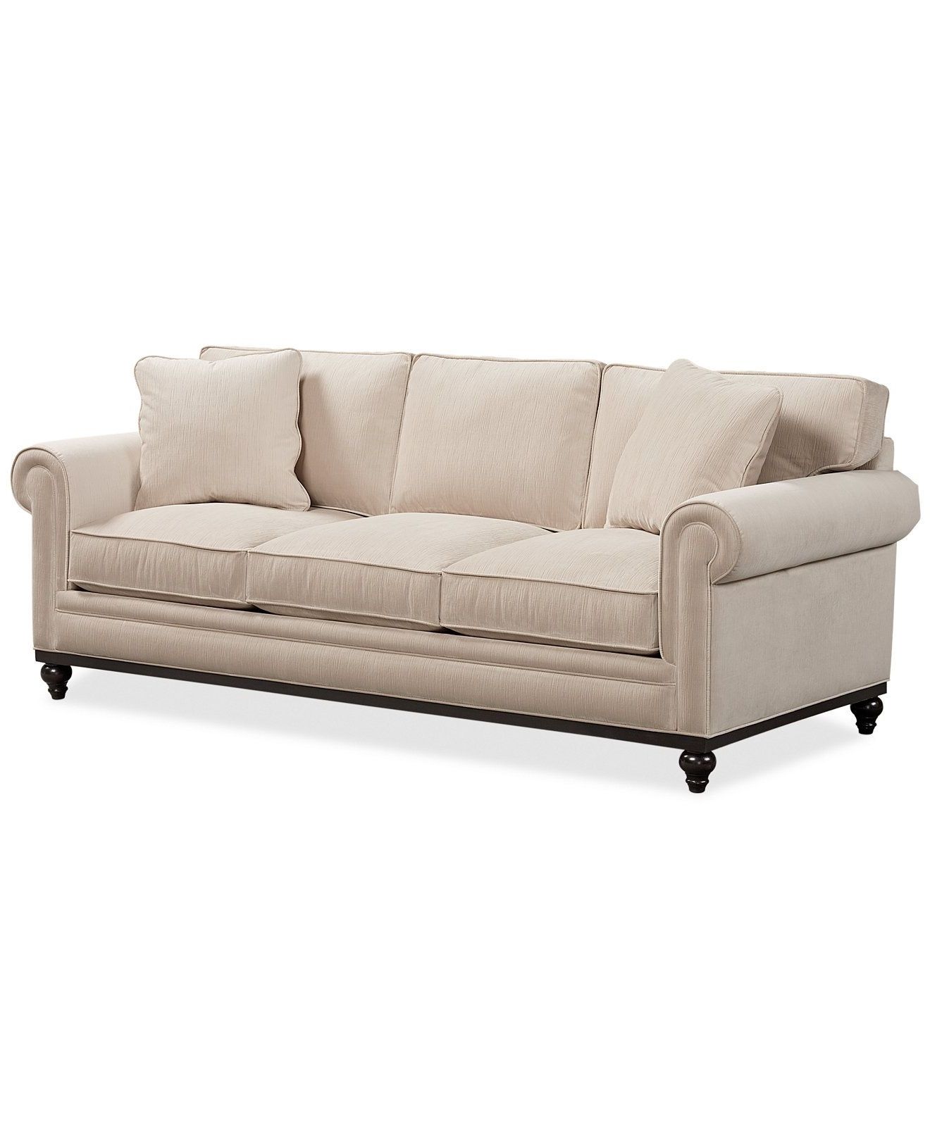 Martha Stewart Collection New Club Fabric Roll Arm Sofa – Couches Throughout Famous Macys Sofas (View 15 of 15)