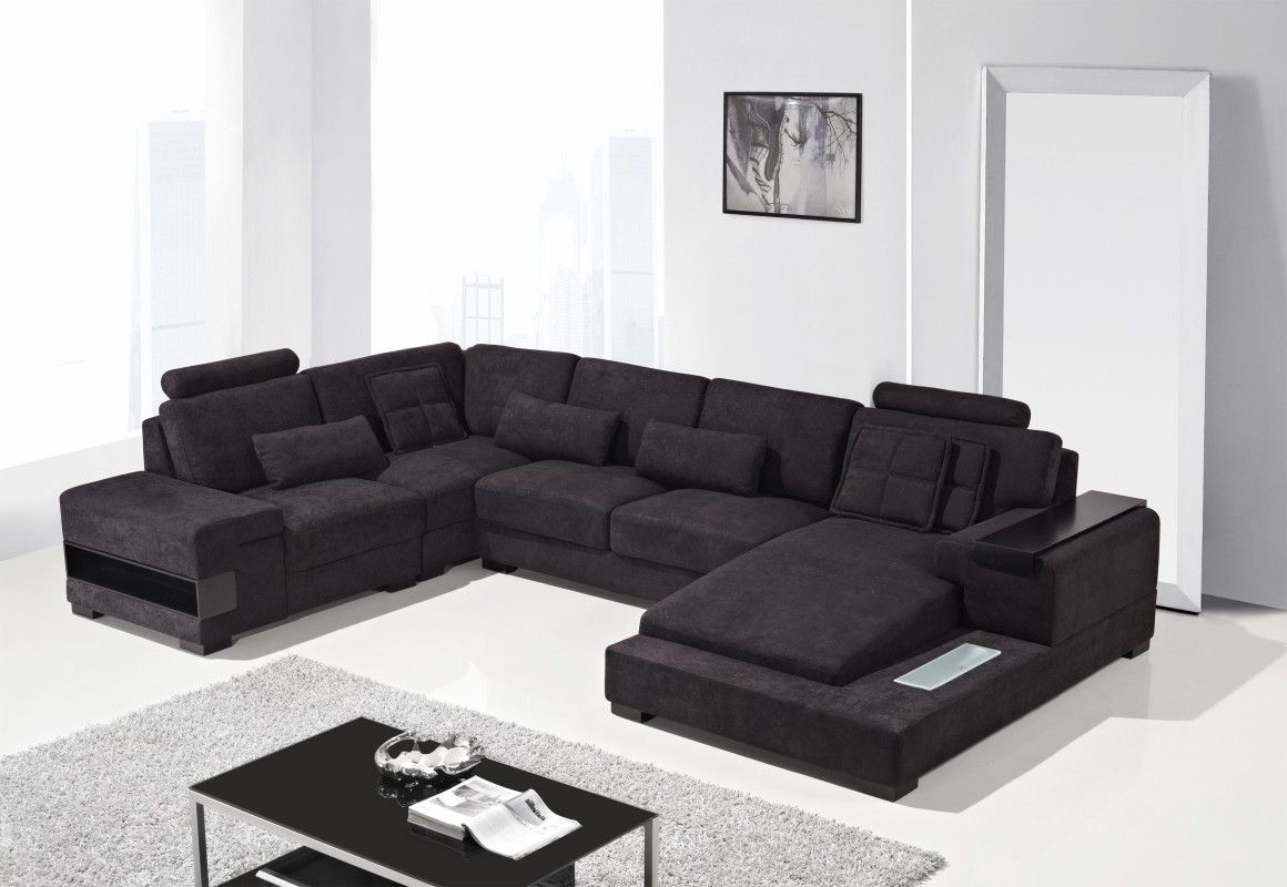 Modern L Sofa Divani Casa Diamond Fabric Sectional Italmoda Shaped In 2017 Black Sectionals With Chaise (Photo 9 of 15)
