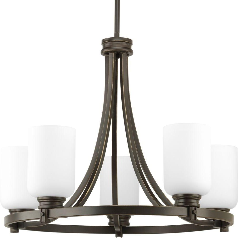 Most Current Bronze Modern Chandelier With Regard To Progress Lighting Trinity Collection 5 Light Antique Bronze (View 12 of 15)