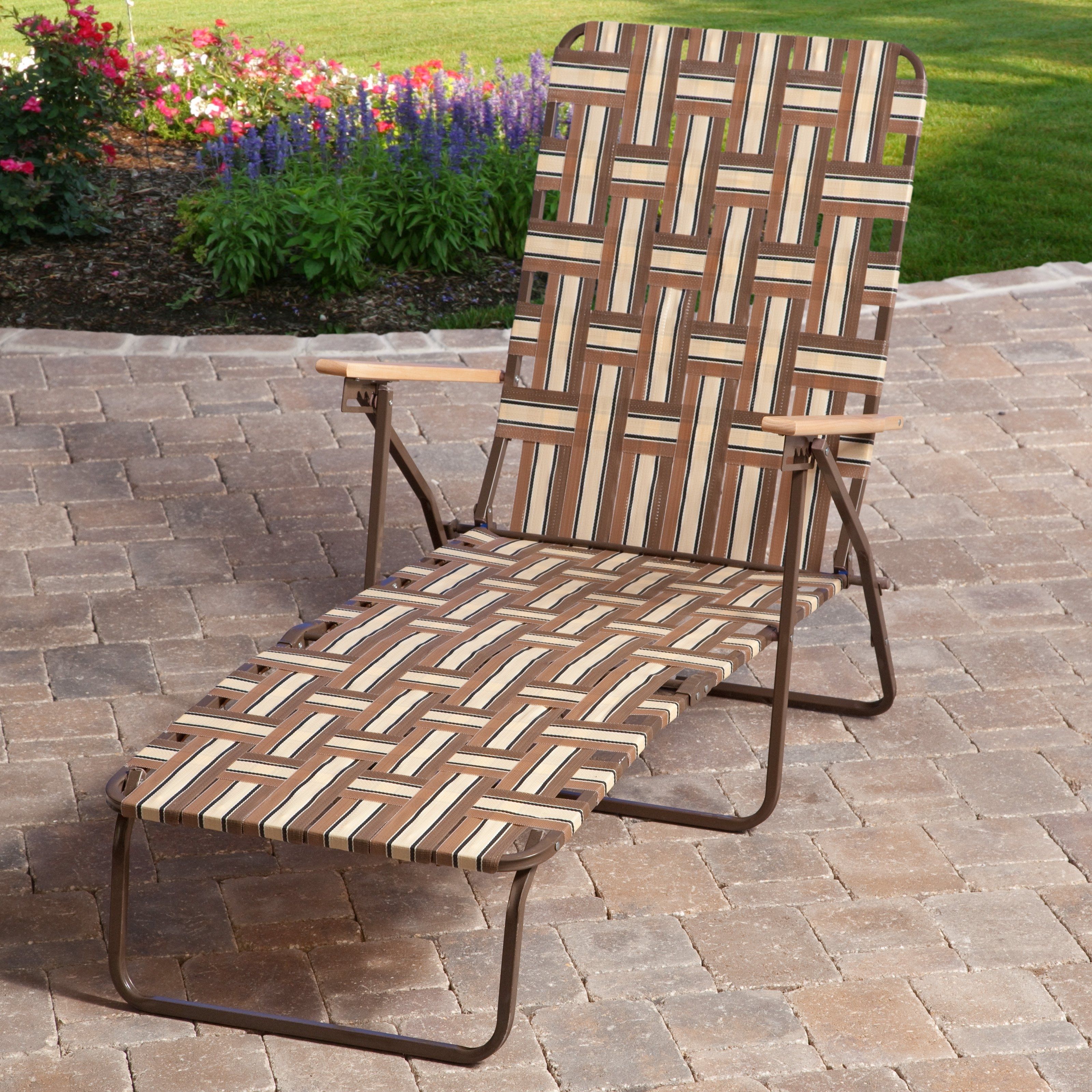 Most Current Chaise Lounge Sun Chairs In Rio Deluxe Folding Web Chaise Lounge – Walmart (Photo 14 of 15)