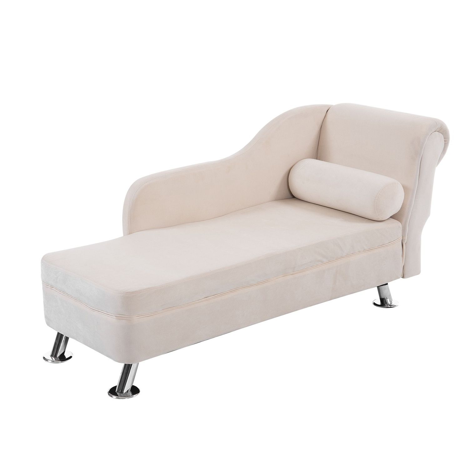 Most Current Cream Chaise Lounges With Homcom 62" Plush Chaise Lounge Chair – Cream White – Clearance (View 4 of 15)
