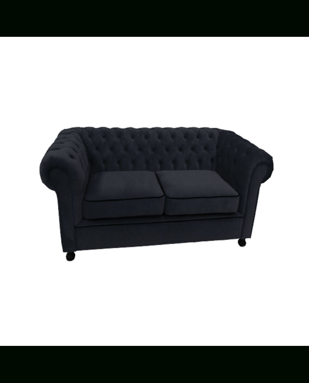 Most Popular Black Velvet Chesterfield Style 2 Seater Sofa Hire Inside Black 2 Seater Sofas (View 2 of 15)