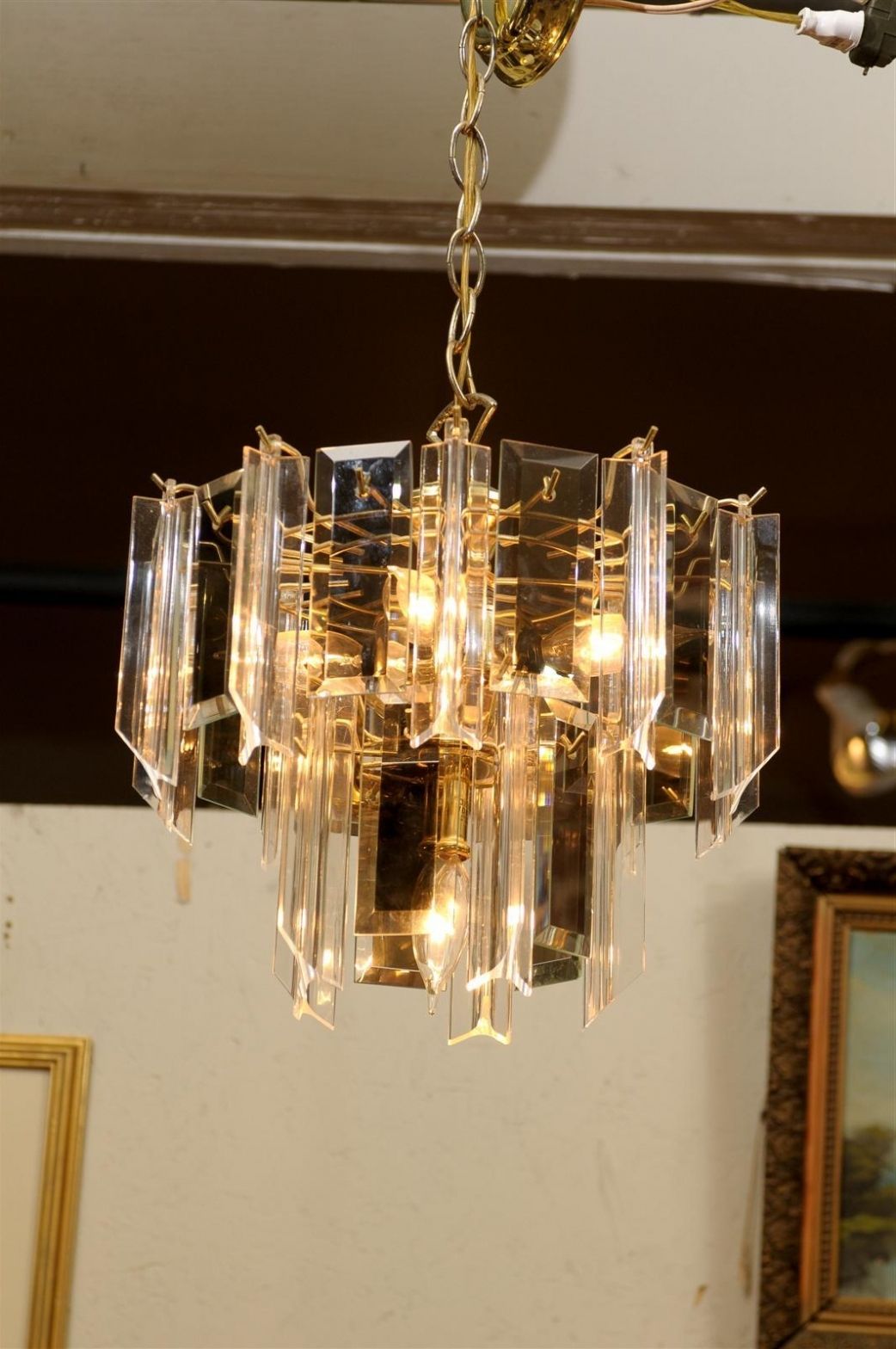 Most Popular Brass And Glass Chandelier In Brass Beveled Glass Chandelier – Chandelier Designs (Photo 2 of 15)