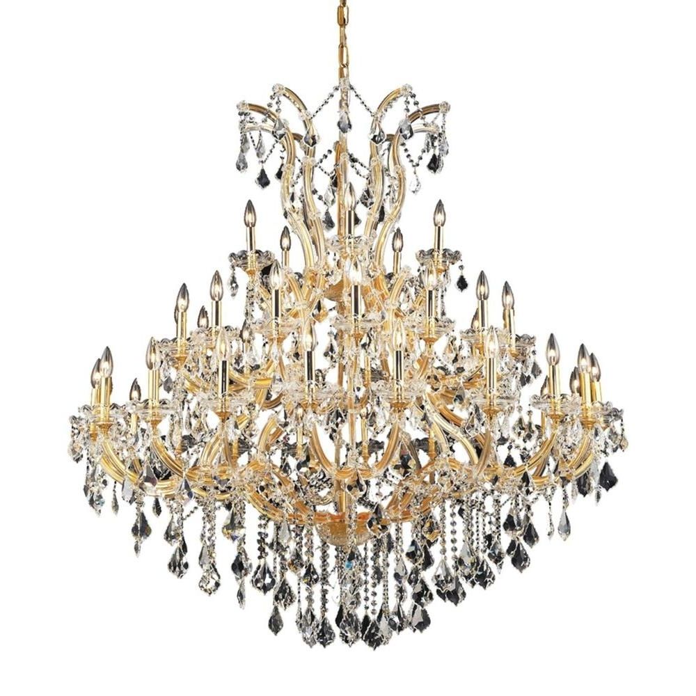 Most Popular Crystal Gold Chandelier Within Elegant Lighting 41 Light Gold Chandelier With Clear Crystal (Photo 1 of 15)