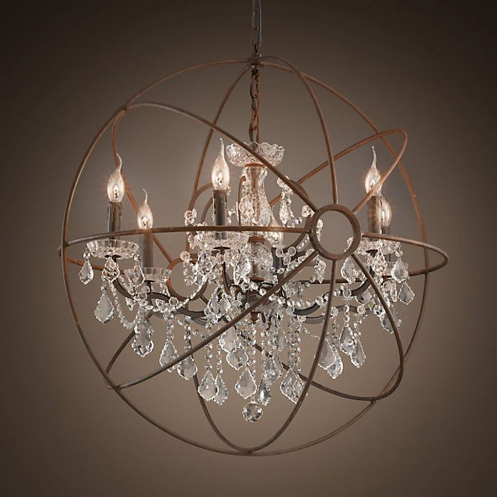 Most Recent Chandeliers Design : Magnificent Rustic Orb Chandelier Crystals With Regard To Crystal Globe Chandelier (View 8 of 15)
