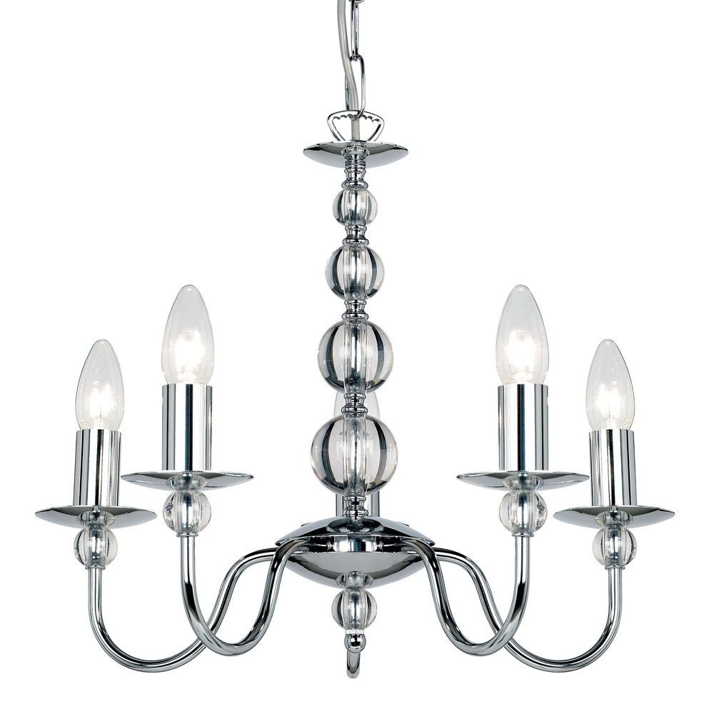 Most Recently Released Chrome And Glass Chandelier Within Endon 2013 5ch 5 Light Chandelier In Chrome And Glass From Lights  (View 15 of 15)