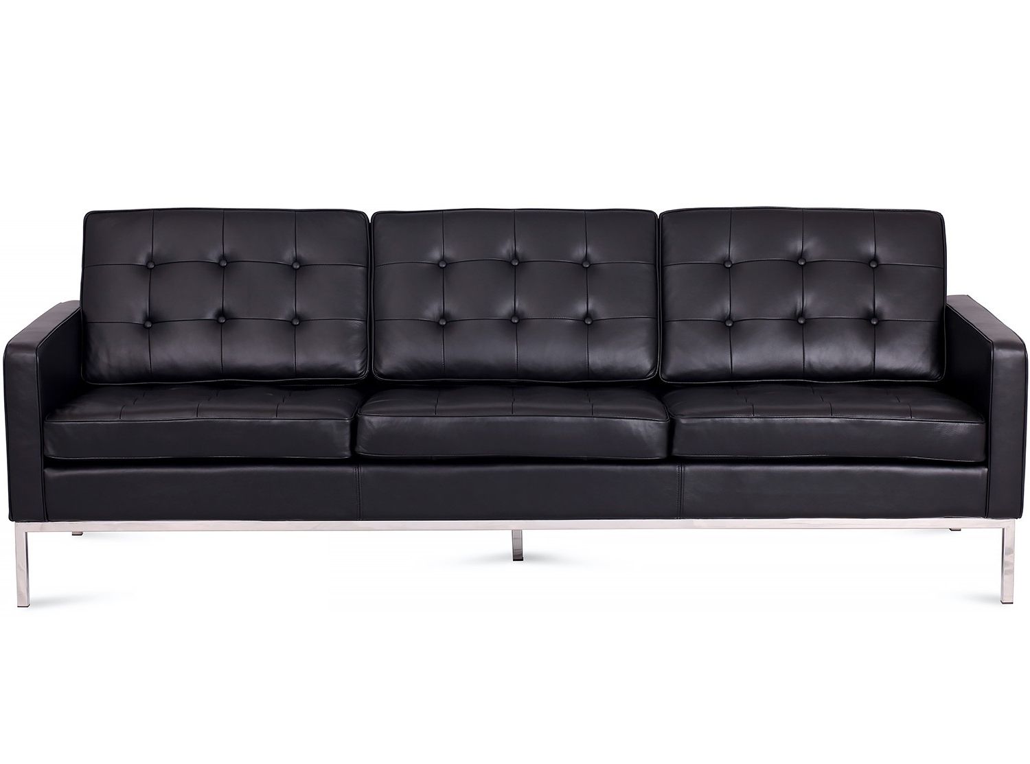 Most Recently Released Florence Knoll Sofa 3 Seater Leather (platinum Replica) With Florence Leather Sofas (View 1 of 15)