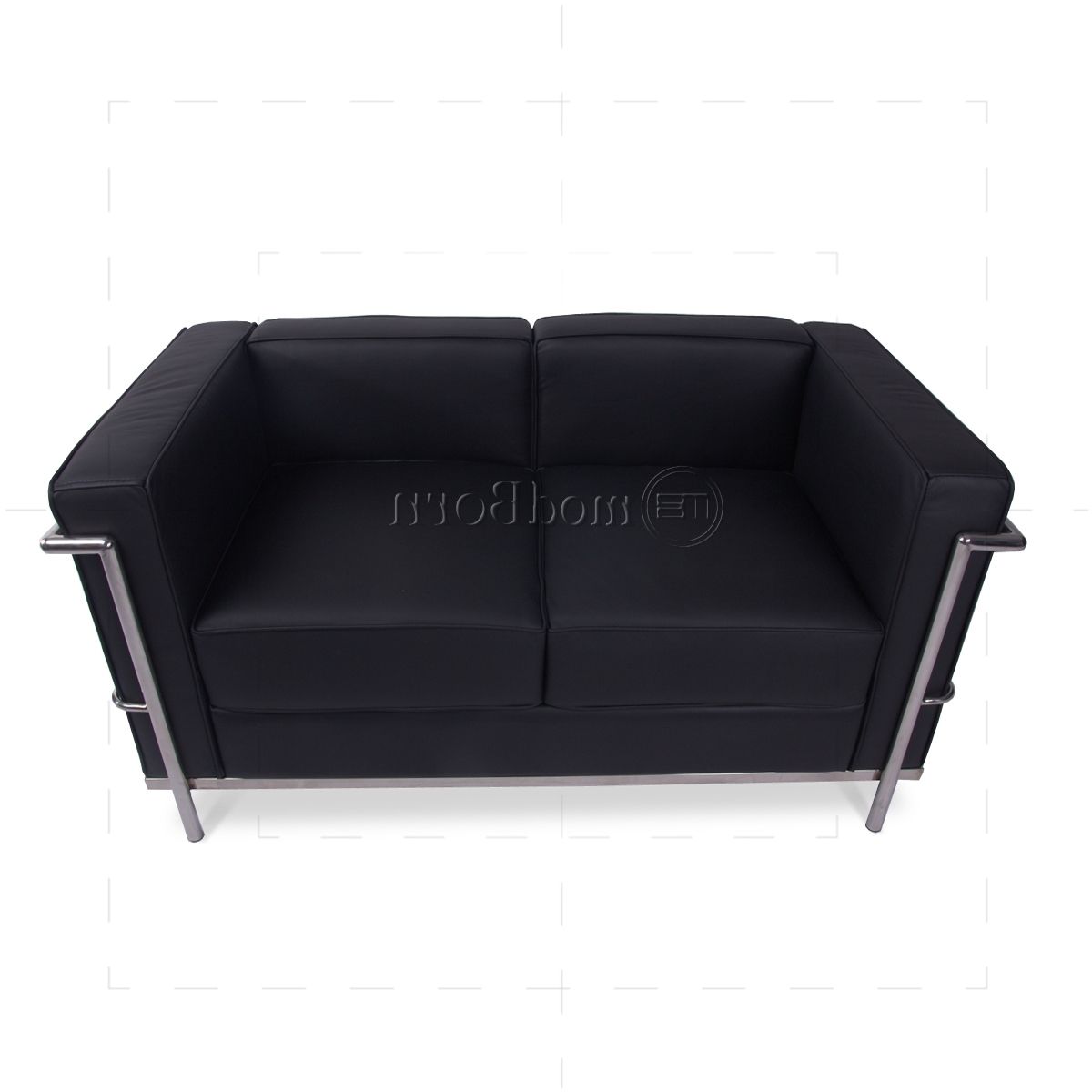 Most Recently Released Le Corbusier Style Lc2 Sofa 2 Seater Black Leather – Replica With Regard To Black 2 Seater Sofas (View 10 of 15)
