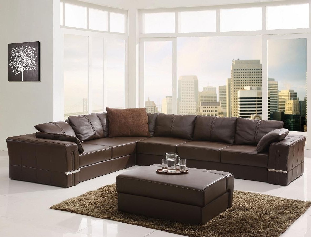 Most Recently Released Living Room. Modern Leather Sectional Couches: Brown Leather L In Leather L Shaped Sectional Sofas (Photo 4 of 15)