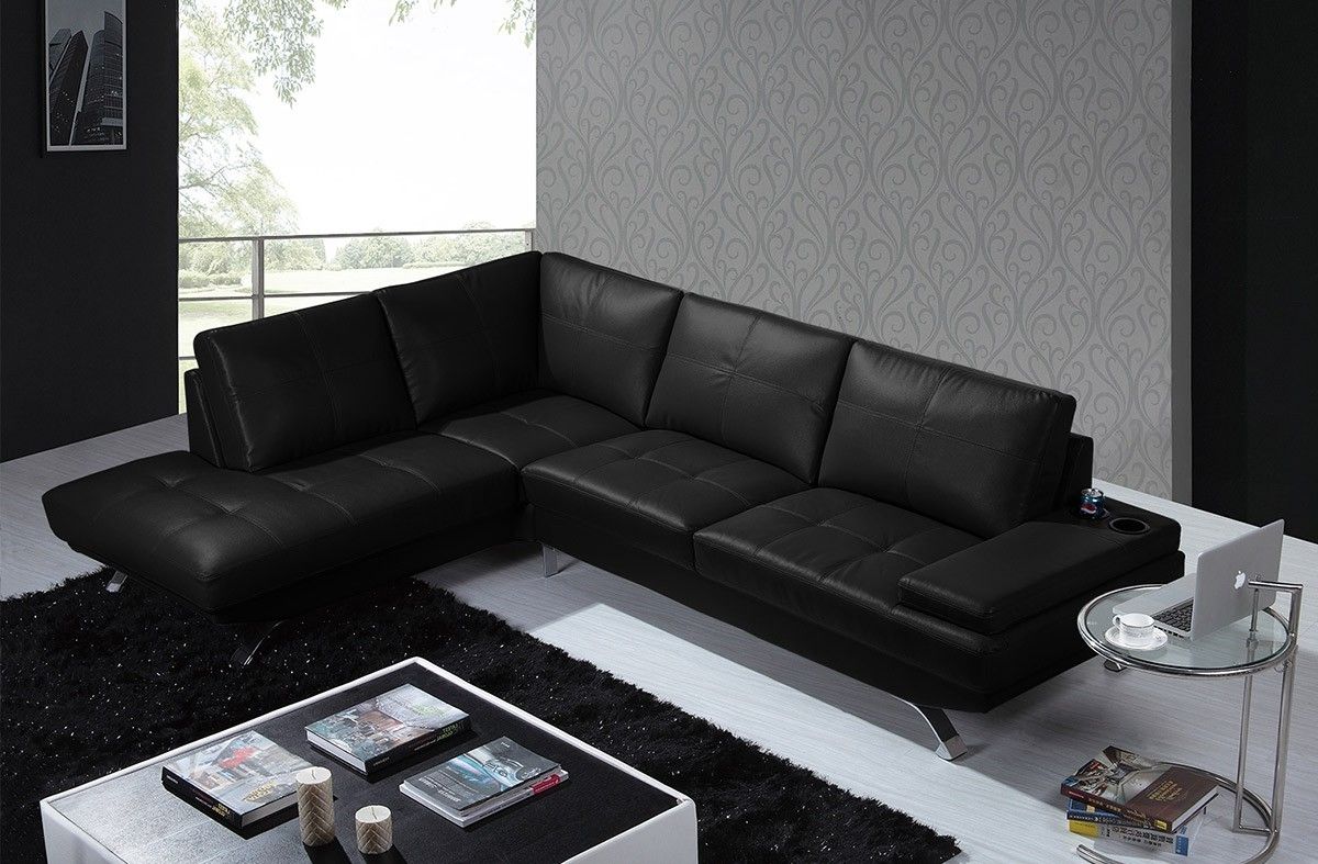 Most Up To Date Black Sectional With Chaise Contemporary Couches Leather With Black Sectionals With Chaise (View 15 of 15)