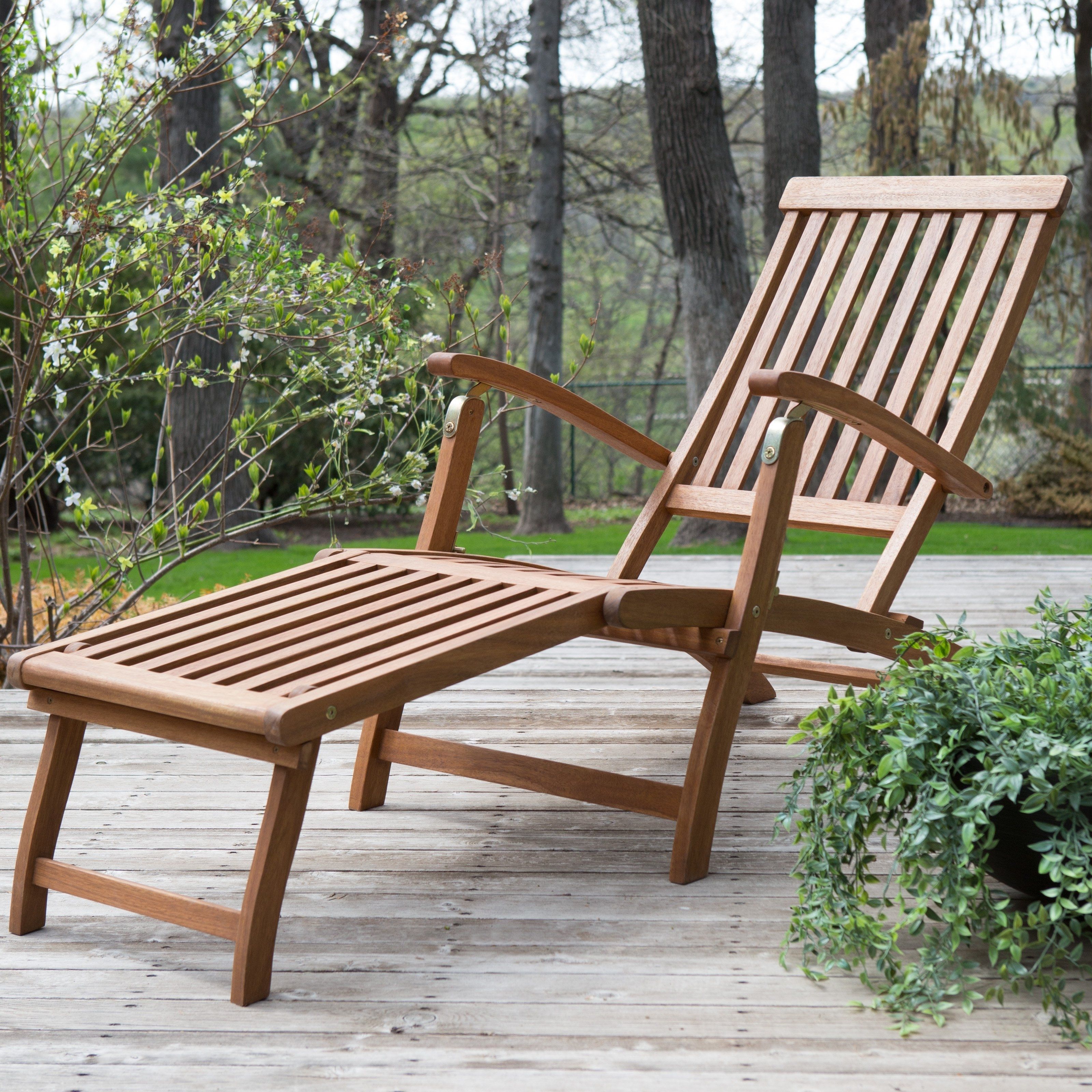 Newest Chaise Lounge Sun Chairs Intended For Coral Coast Dorado Acacia Steamer Deck Lounge Chair (Photo 15 of 15)