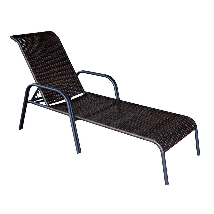Newest Shop Garden Treasures Pelham Bay Brown Steel Stackable Patio In Pool Chaise Lounge Chairss (Photo 2 of 15)