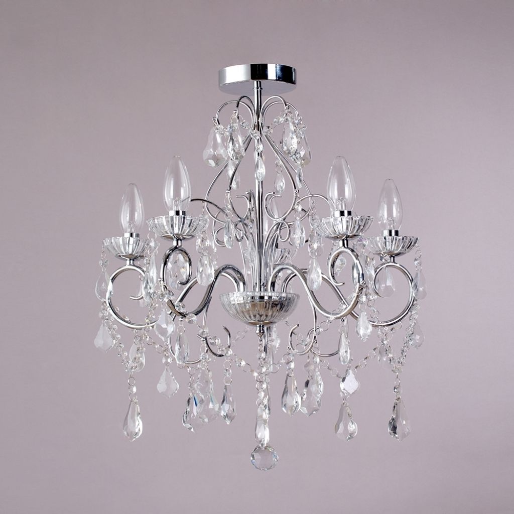 Nice Bathroom Chandeliers Crystal Vara 5 Light Bathroom Chandelier For Most Up To Date Crystal Chrome Chandelier (Photo 15 of 15)