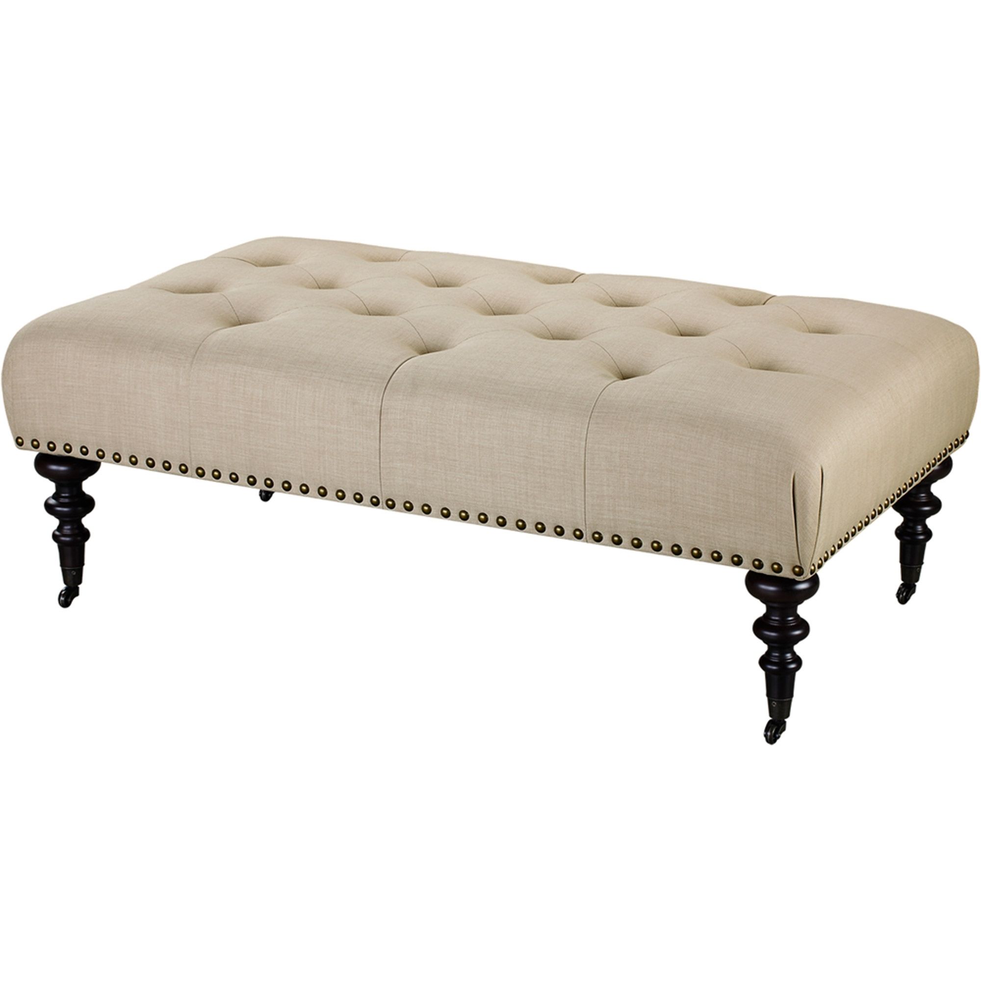 Ottomans With Wheels Pertaining To Current Dorel Living Winston Button Tufted Upholstered Ottoman, Beige (View 7 of 15)