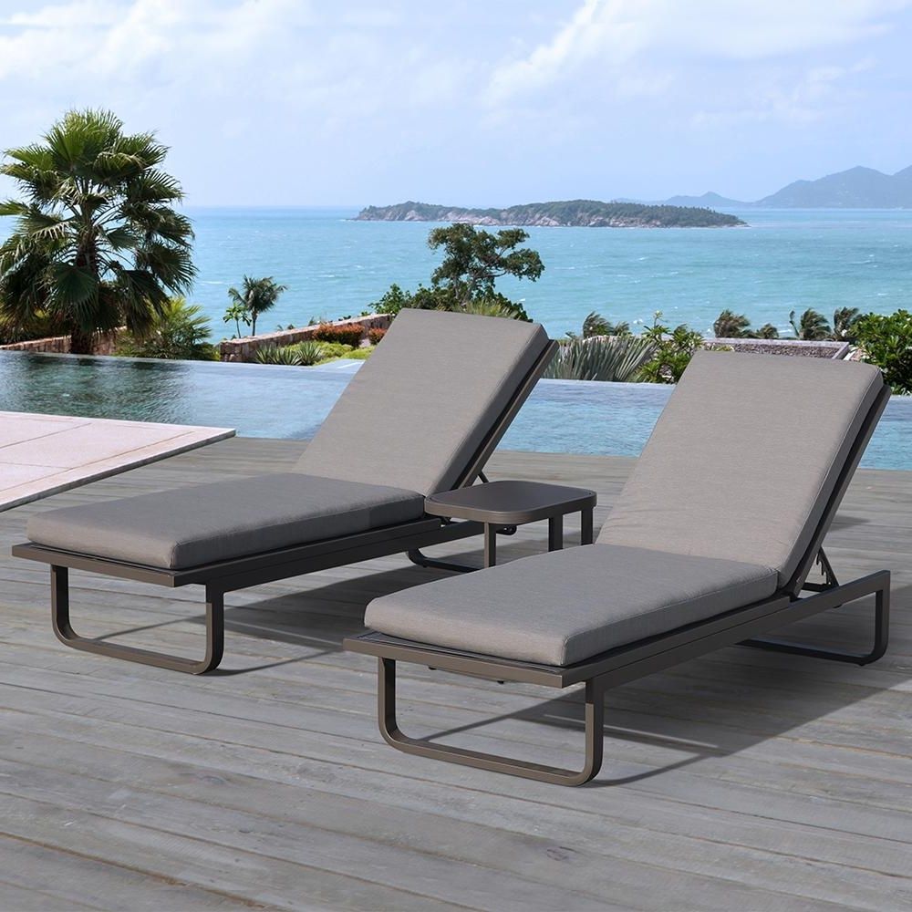 Ove Decors Vienna 2 Piece Aluminum Outdoor Chaise Lounge With Gray Pertaining To Trendy Aluminum Chaise Lounges (View 7 of 15)