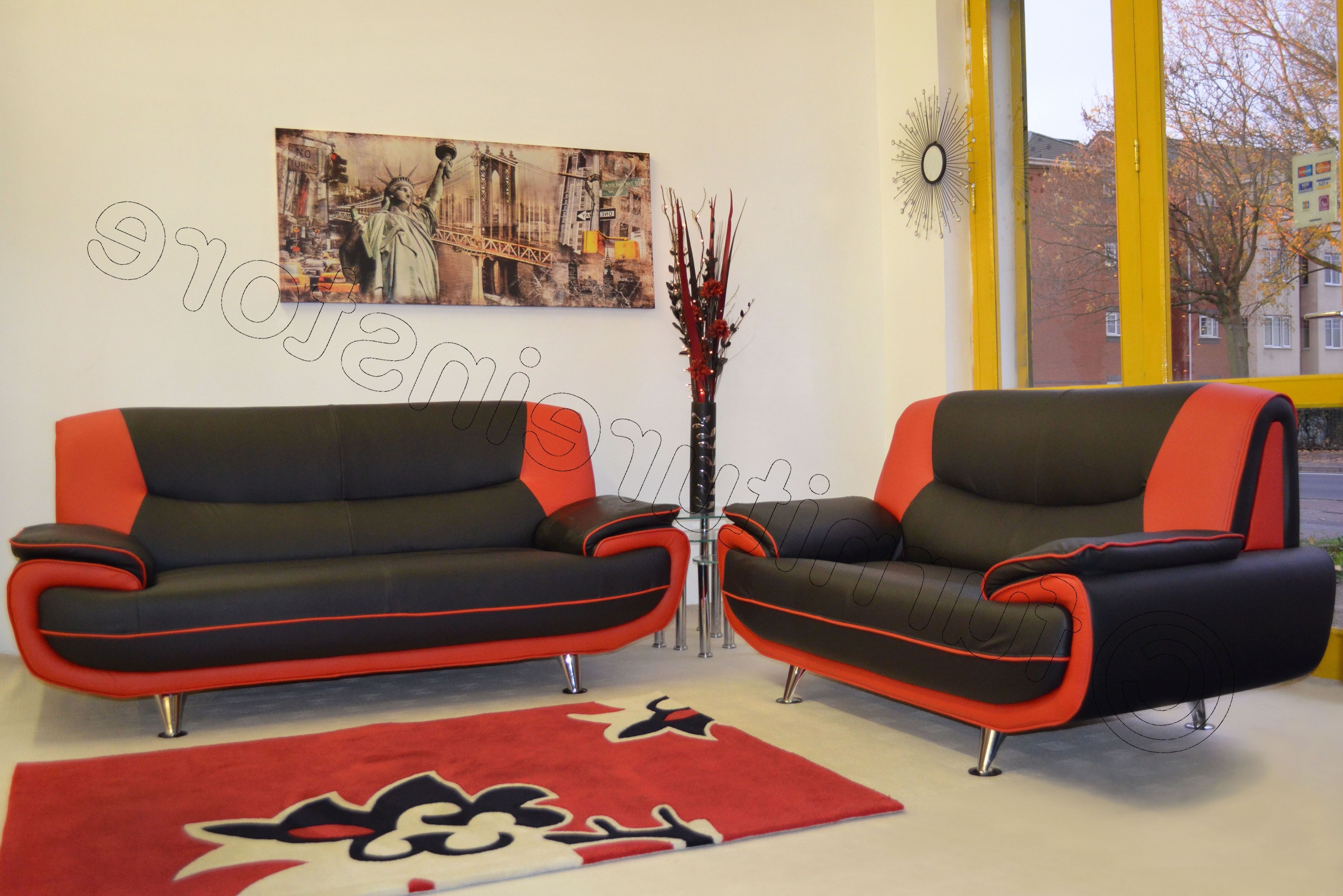 Popular Home Decor Modern Line Furniture Commercial Custom Made Red And Within Red And Black Sofas (Photo 1 of 15)