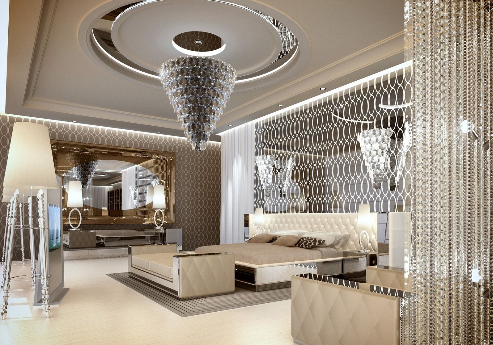 Popular Luxury Bedrooms With Magnificent Chandeliers Regarding Bedroom Chandeliers (View 1 of 15)