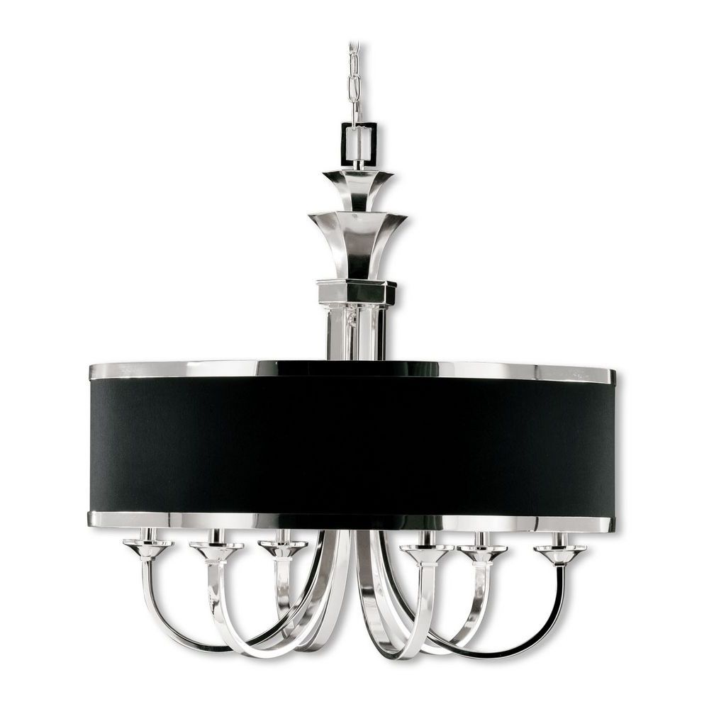 Popular Modern Chandelier With Black Shade In Silver Plated Finish (View 1 of 15)