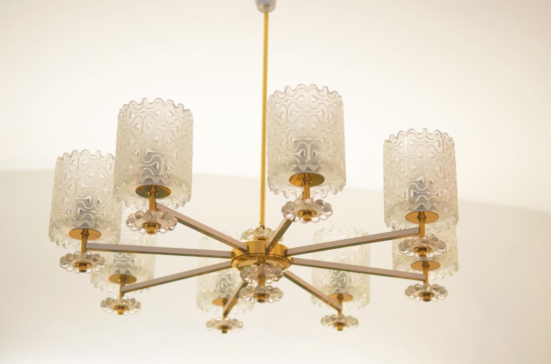 Popular Vintage Brass And Glass Chandelier From Austria, 1970s For Sale At Throughout Brass And Glass Chandelier (View 4 of 15)