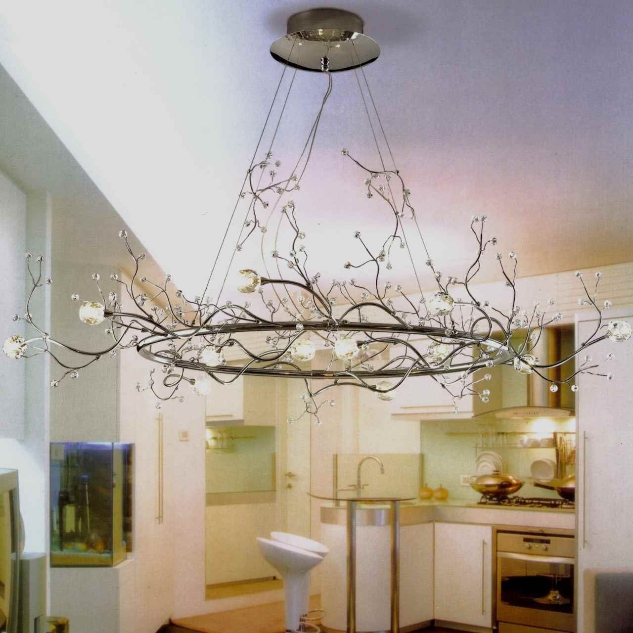 Preferred 40" Albero Modern Crystal Branch Oval Chandelier Polished Chrome 8 In Crystal Branch Chandelier (View 5 of 15)