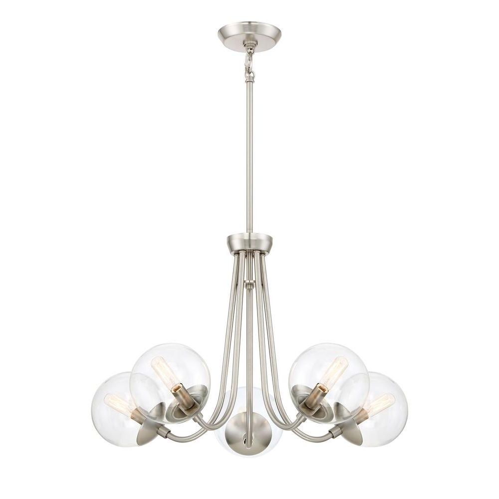 Preferred Chandelier Globe In Home Decorators Collection 5 Light Brushed Nickel Chandelier With (View 12 of 15)
