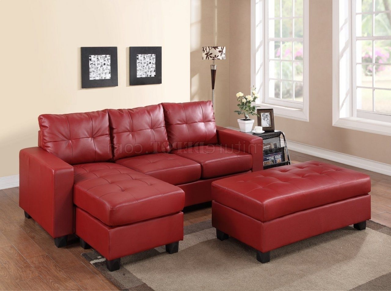 Preferred Michigan Sectional Sofas With 2511 Sectional Sofa Set In Red Bonded Leather Match Pu (View 1 of 15)