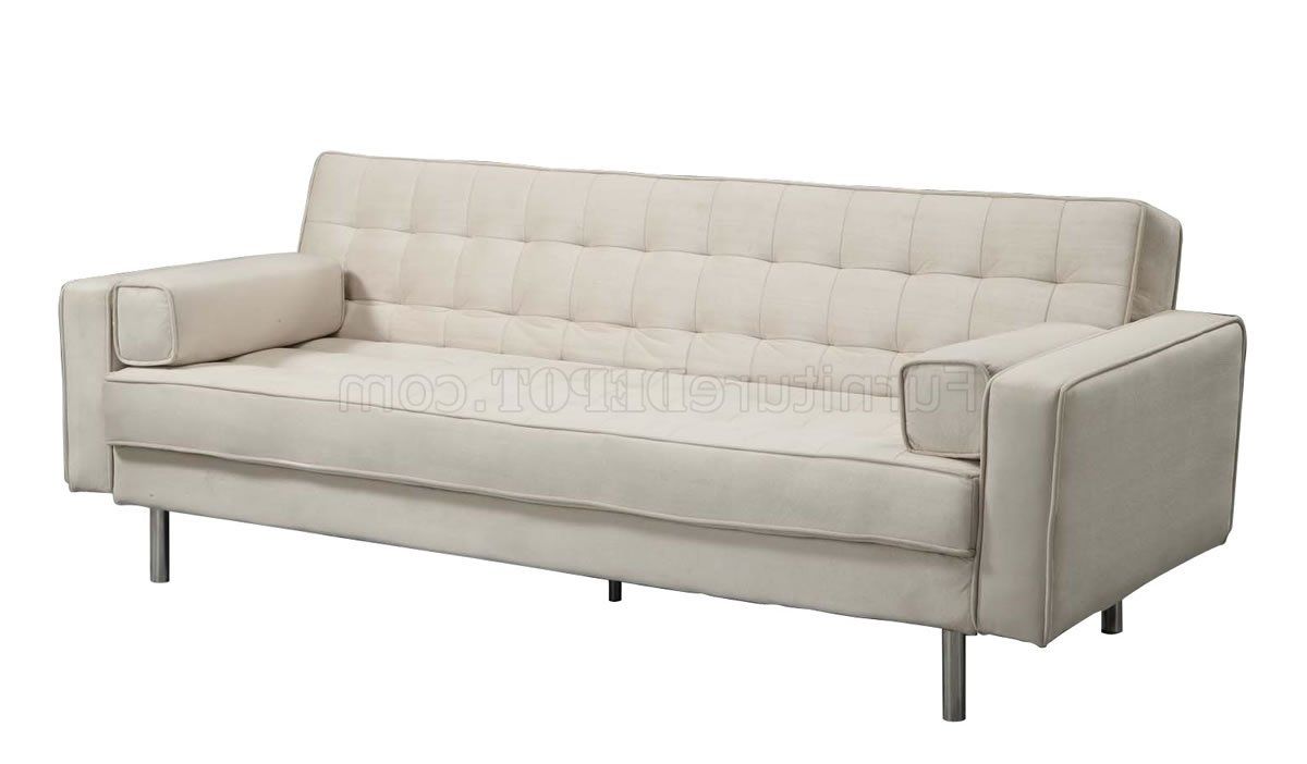 Premium Off White Fabric Modern Convertible Sofa Bed With Trendy White Modern Sofas (View 13 of 15)