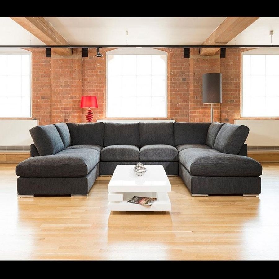 Quatropi Large Sofa Set Settee Corner Group U Shape Black  (View 5 of 15)