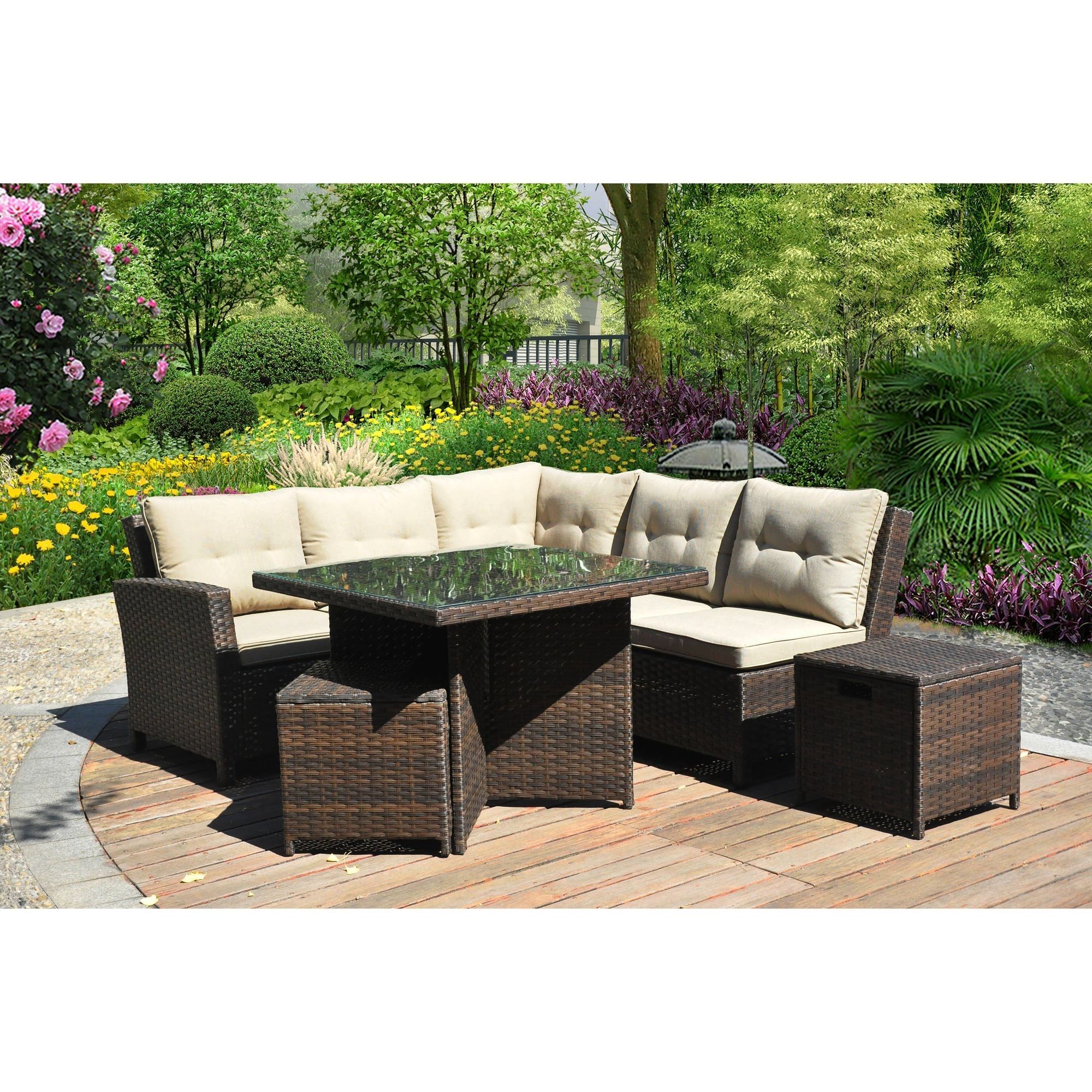 Raleigh Outdoor 5 Piece L Shape Wicker Sectional With Cushions Within Well Known New Orleans Sectional Sofas (View 11 of 15)