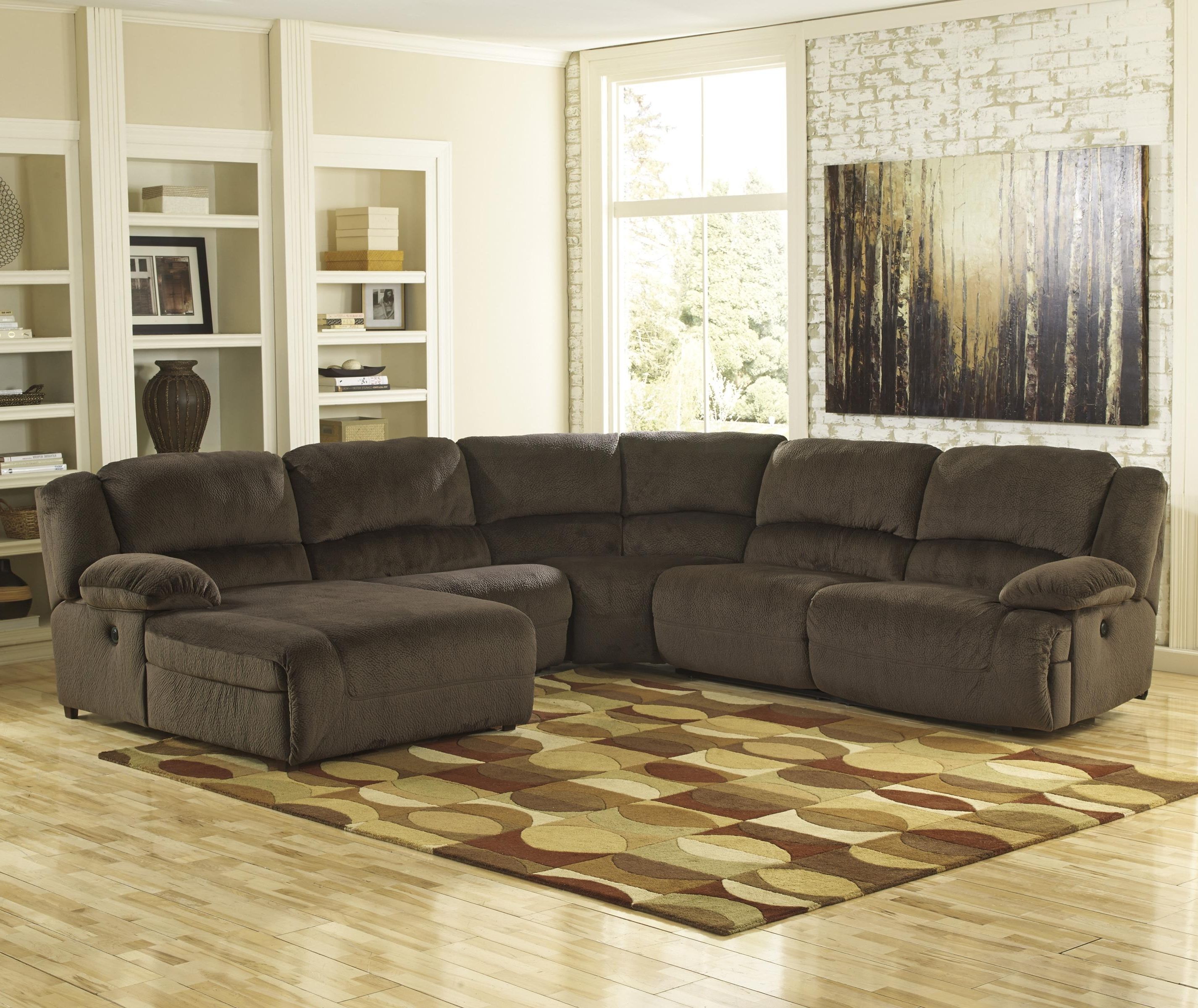 Recent Ashley Signature Design Toletta – Chocolate Reclining Sectional For Sectionals With Chaise And Recliner (Photo 1 of 15)