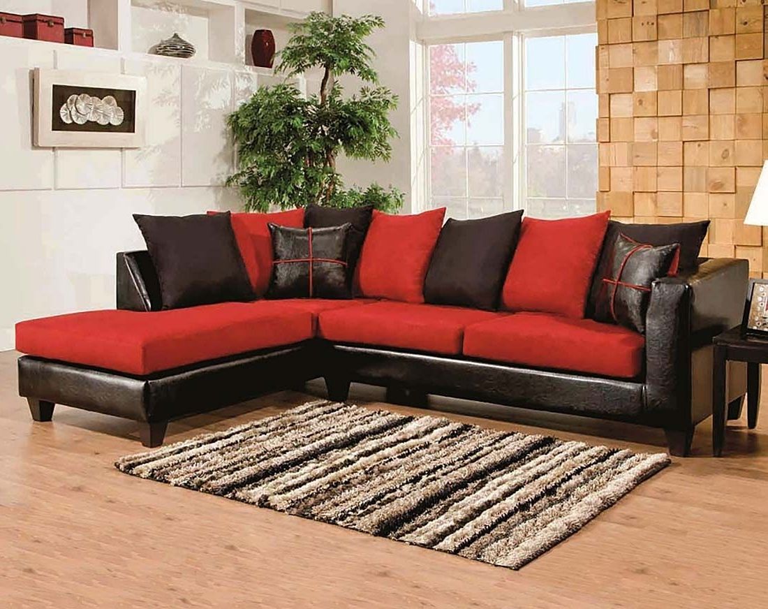 Red Black Sectional Sofas Inside Favorite Red, Black Couch, Microfiber (Photo 1 of 15)