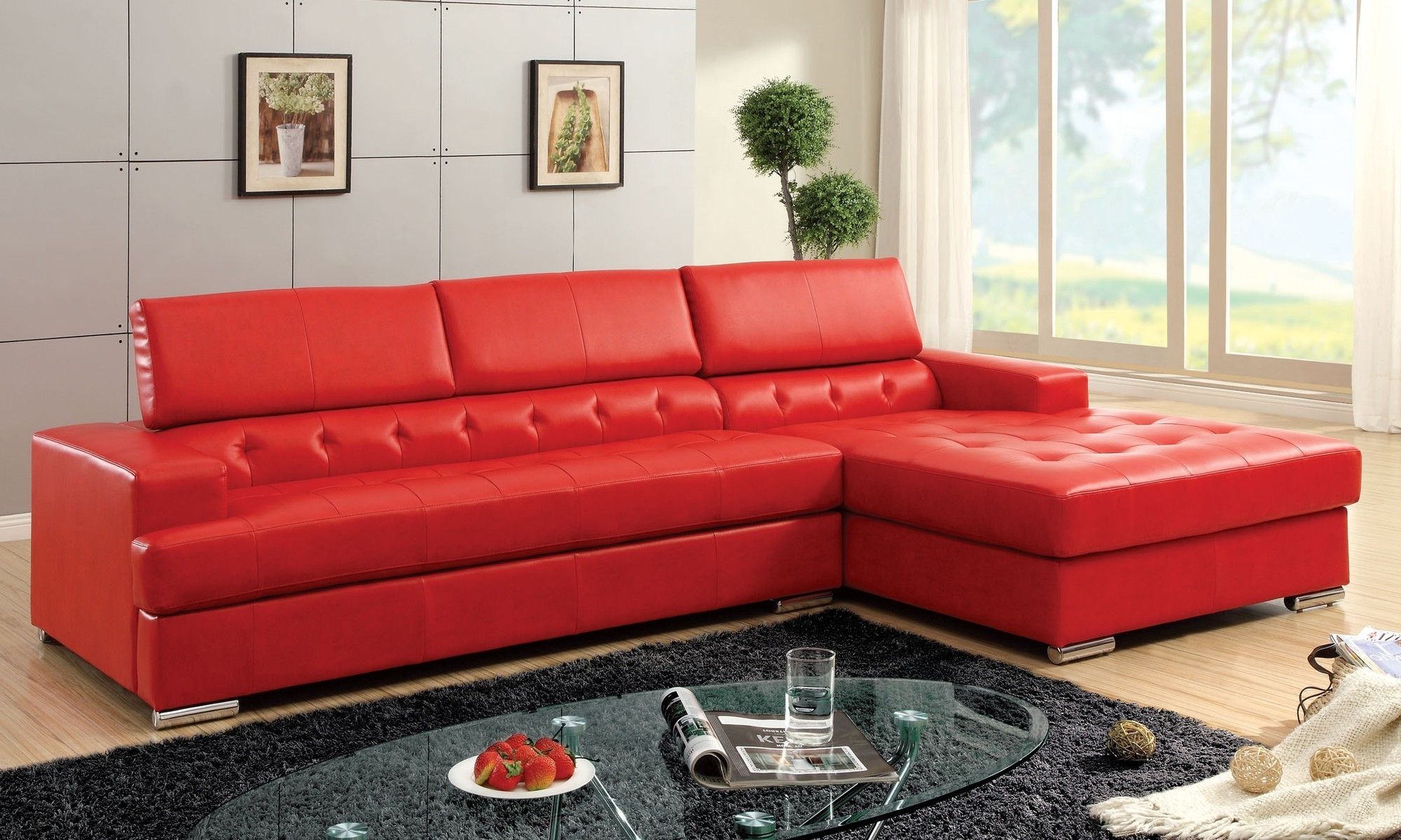 Red Leather Couches For Living Room Pertaining To Latest Red Maroon Leather Sofa With Tufted Height Back. Furniture (View 13 of 15)
