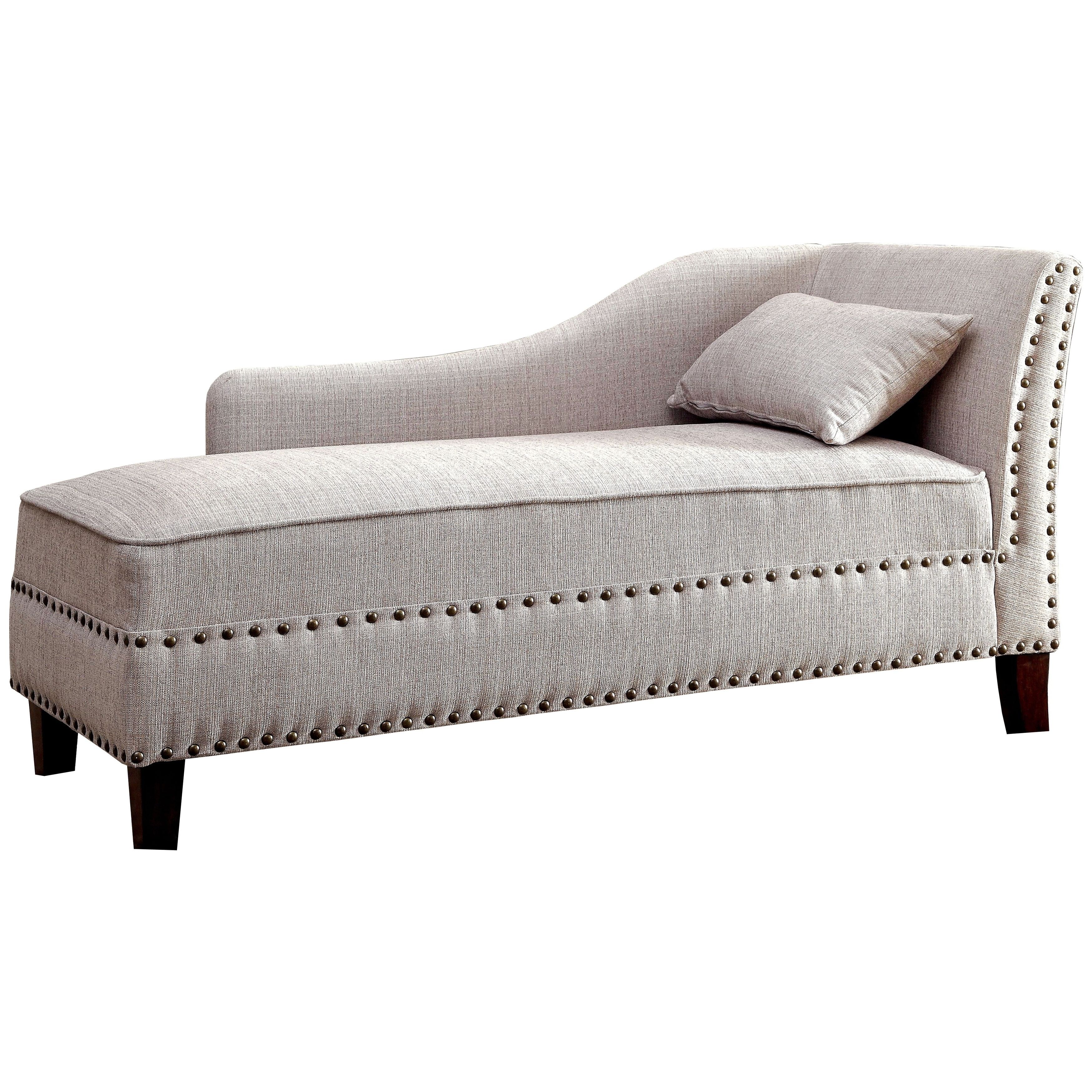 Right Arm Chaise Lounges With Regard To Newest Furniture Of America Gillian Romantic Nailhead Trim Linen Like (View 8 of 15)