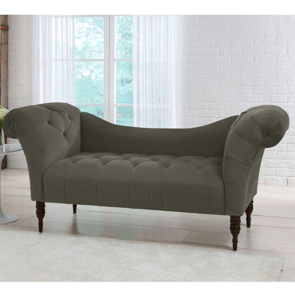 Savannah Pewter Velvet Tufted Chaise Lounge 6006vpew – The Home Depot Inside Well Liked Chaise Lounges With Arms (Photo 7 of 15)