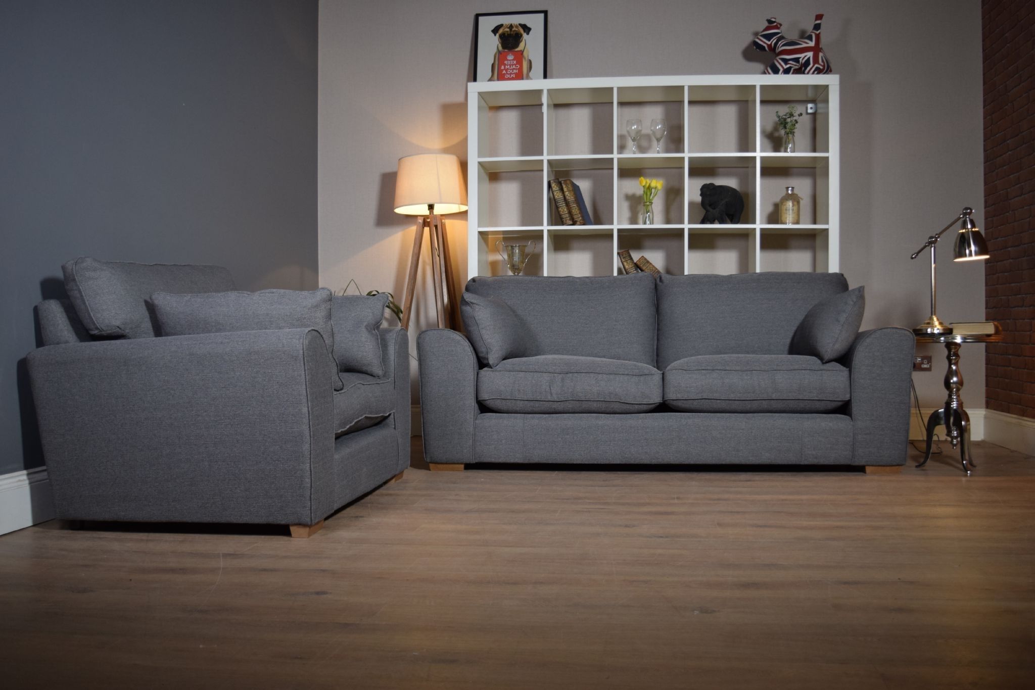 Set Ashdown 3 Seater Sofa & Cuddle Chair Set – Grey – Out Of Stock For 2018 3 Seater Sofas And Cuddle Chairs (View 2 of 15)
