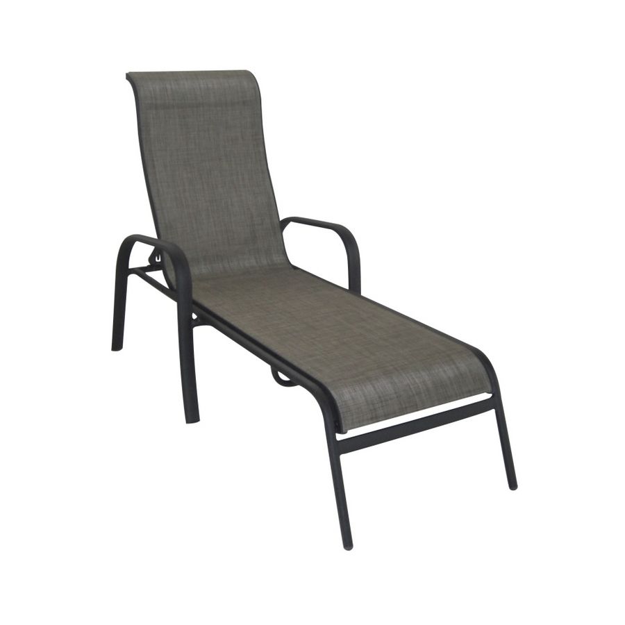 Shop Garden Treasures Burkston Sling Chaise Lounge Patio Chair At Throughout Trendy Chaise Lounge Sling Chairs (View 7 of 15)